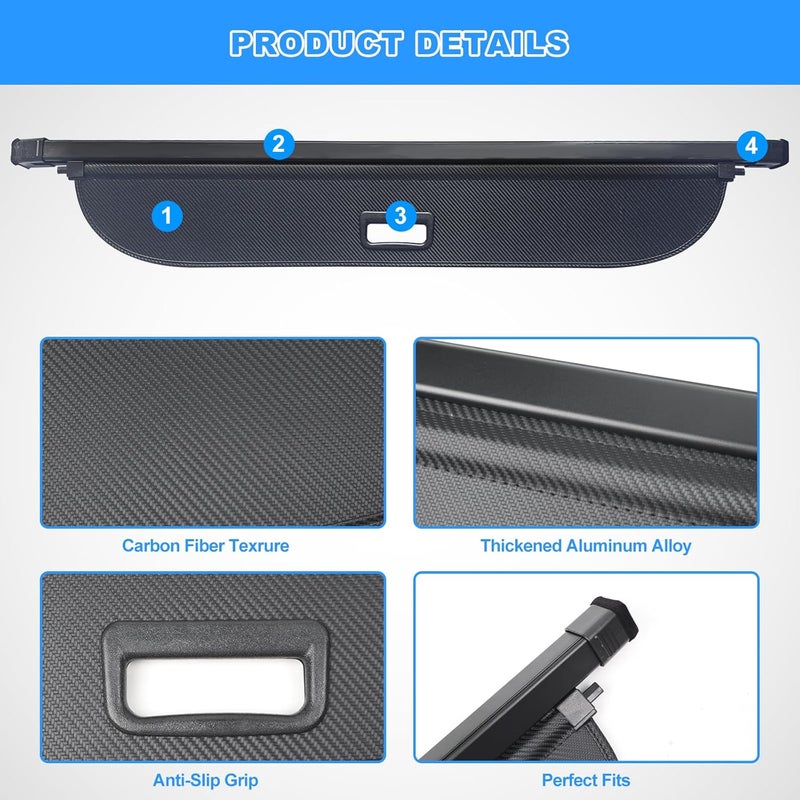 AUXKO Retractable Cargo Cover for 2026-2024 Subaru Crosstrek, Trunk Cargo Cover Luggage Security Shade Cover for Subaru Crosstrek 2025 Shielding Shade Anti-Peeping Luggage Privacy Screen, Carbon Fiber - Image 5